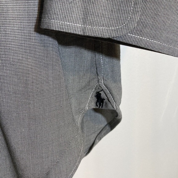 Polo Ralph Lauren Mens 17.5 34/35 Easy Care Button Up Shirt Black Houndstooth - Picture 3 of 7